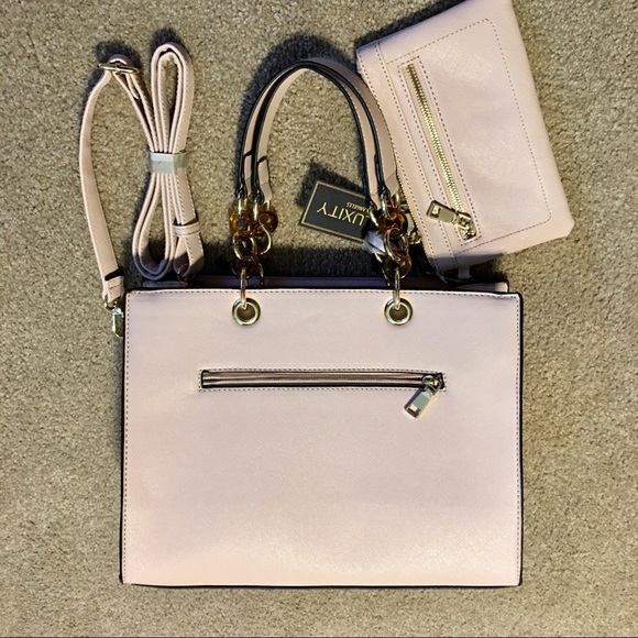 Deluxity Handbags - NWT 2 pc Blush Satchel with matching zip up pouch